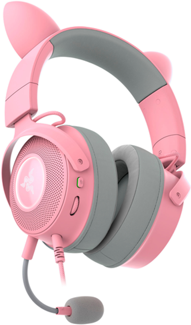 Razer Kraken Kitty Edition V2 Pro Wired RGB Gaming Headset with Interchangeable Ears - Quartz Pink