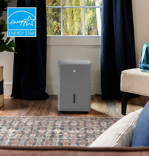 GE - 50 Pint Dehumidifer with Built-in Pump and Smart Dry - Grey