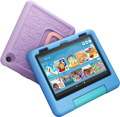 Amazon - Fire HD 8 Kids Ages 3-7 (2022) 8" HD tablet with Kid-Proof Case Wi-Fi 64 GB - Blue