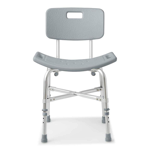 Medline Shower Chair with Backrest, Non-Slip Rubber Feet, Supports up to 550 lb - gray