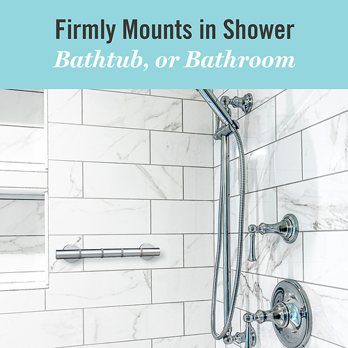 Medline Martha Stewart Chrome 15" Grab Bar, Shower Bar, Support Handle for Wall in Shower, Bathtub, Bathroom - silver
