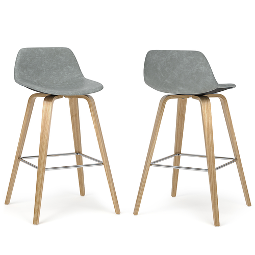 Simpli Home - Randolph Bentwood Counter Height Stool (Set of 2) - Stone Grey