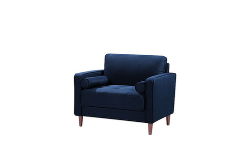 Lifestyle Solutions - Langford Chair with Upholstered Fabric and Eucalyptus Wood Frame - Navy Blue