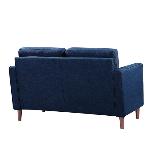Lifestyle Solutions - Langford Loveseat with Upholstered Fabric and Eucalyptus Wood Frame - Navy Blue