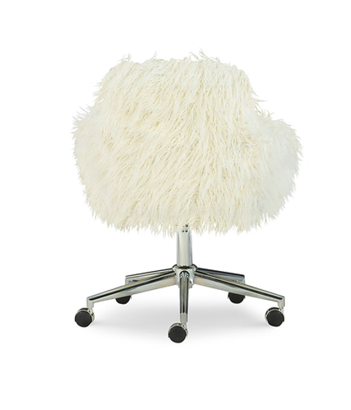 Linon Home Décor - Diehm Faux Fur Office Chair, White - Off-White