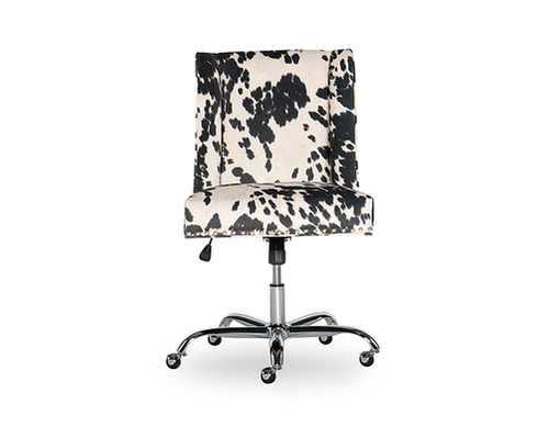 Linon Home Décor - Donora Office Chair, Black Cow Print - Black and White