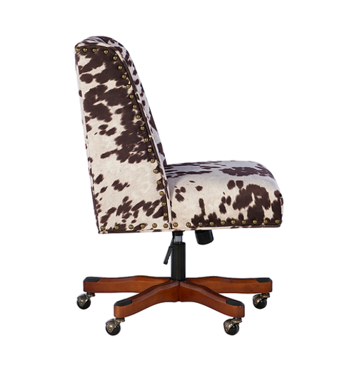 Linon Home Décor - Donora Office Chair, Brown Cow Print - Brown and White