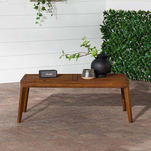 Walker Edison - Modern Acacia Wood Outdoor Coffee Table - Brown