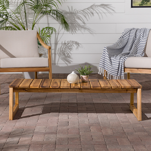 Walker Edison - Modern Solid Wood Outdoor Coffee Table - Natural