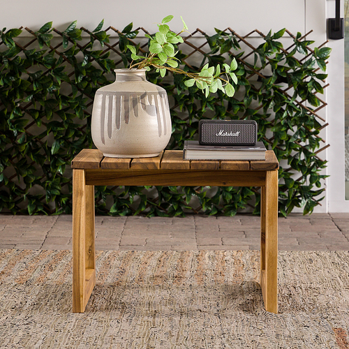 Walker Edison - Modern Solid Wood Outdoor Side Table - Natural