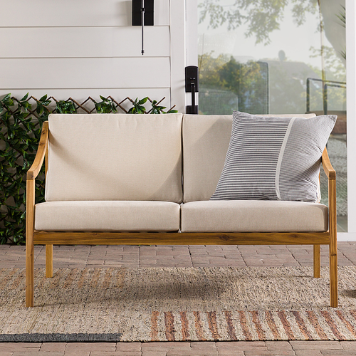 Walker Edison - Modern Solid Wood Outdoor Loveseat - Natural