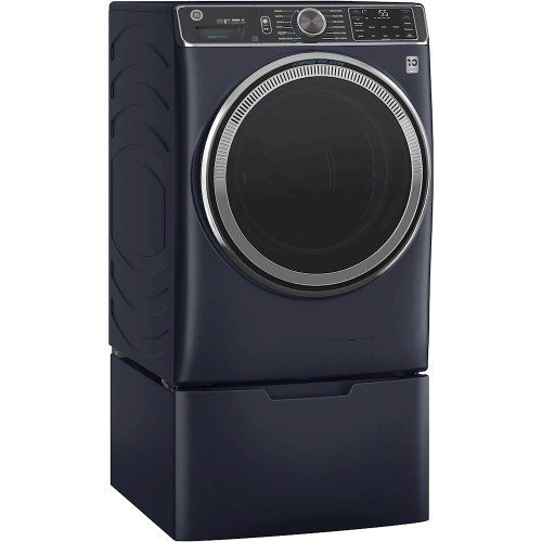 GE - 5.0 Cu. Ft. 12-Cycle High-Efficiency Front-Loading Washer with Steam, SmartDispense and UltraFresh Vent System - Sapphire Blue