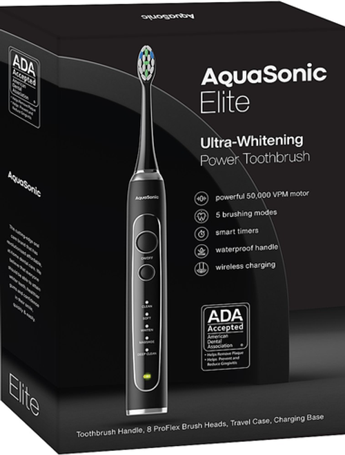 Aquasonic Elite Series Electric Toothbrush - Black - Black