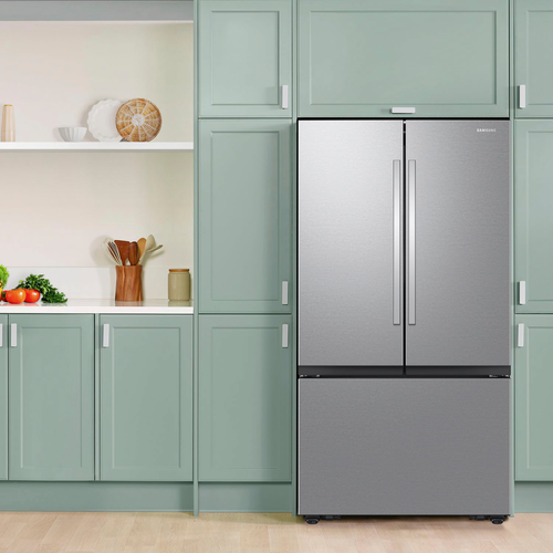 Samsung - 26 cu. ft. Mega Capacity 3-Door French Door Counter Depth Refrigerator with Four Types of Ice - Stainless Steel