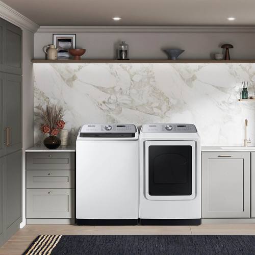 Samsung - 5.5 cu. ft. High-Efficiency Smart Top Load Washer with Super Speed Wash - White