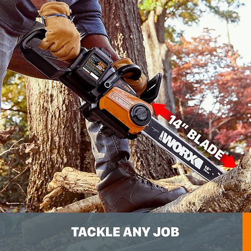 Worx WG384 40V Power Share 14" Cordless Chainsaw w/ Auto-Tension (2x20V) (Two 2.0Ah Batteries & Charger Included) - Black