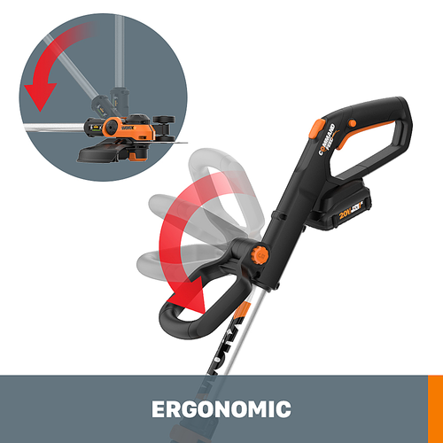 Worx WG163.10 GT 3.0 20V PowerShare 12" Cordless String Trimmer & Edger (Two Batteries & Charger Included) - Orange