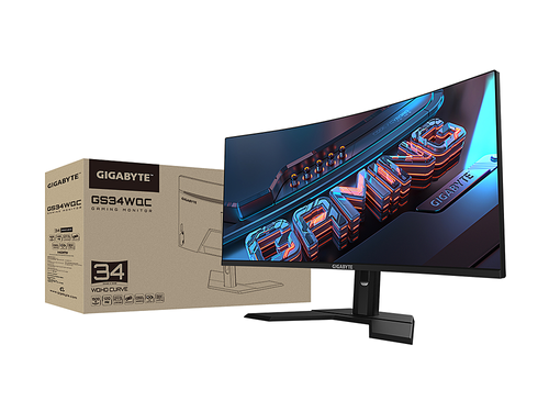 GIGABYTE - GS34WQC 34" LED WQHD FreeSync Premium Curved Gaming Monitor with HDR (HDMI, DisplayPort) - Black