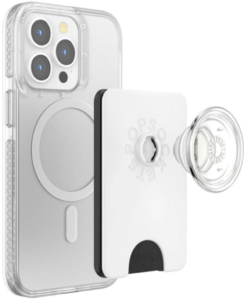 PopSockets - PopWallet+ for MagSafe Devices - White Clear