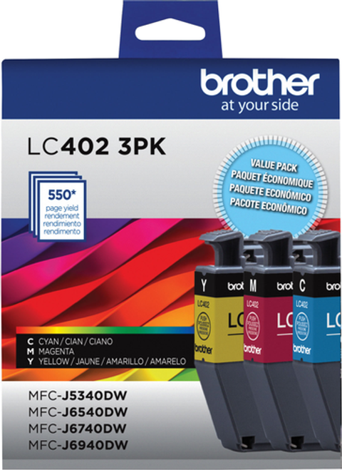 Brother - LC402 3PK Standard Yield 3-Pack Color Ink Cartridges