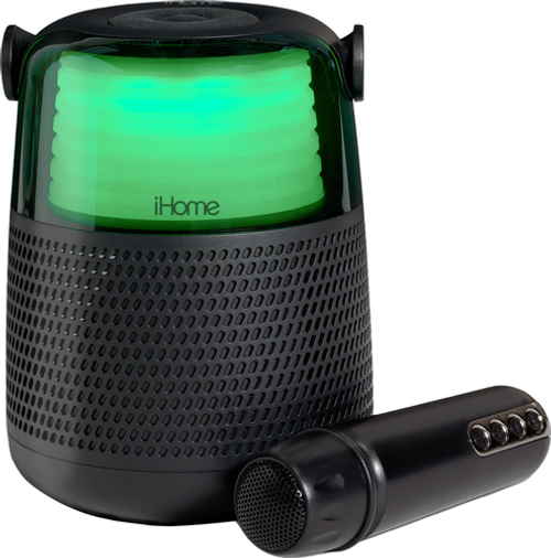 iHome - Bluetooth Color Changing Party Speaker with Wireless Microphone - Black