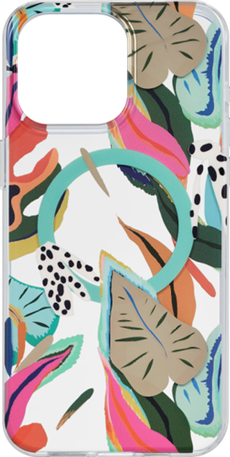 Insignia™ - Hard-Shell Case with MagSafe for iPhone 15 Pro Max - Tropical Leaves Pattern