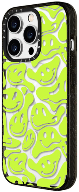 Casetify - Impact Case MagSafe Compatible for Apple iPhone 15 Pro - Acid Smiles Neon Green