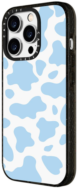 Casetify - Impact Case MagSafe Compatible for Apple iPhone 15 Pro - Blue Cow Print