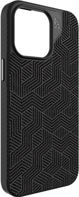 ZAGG - London Snap MagSafe Compatible Case with Stylish Fabric Exterior for Apple iPhone 15 Pro Max - Black