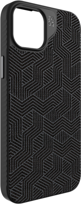 ZAGG - London Snap MagSafe Compatible Case with Stylish Fabric Exterior for Apple iPhone 15 Plus - Black