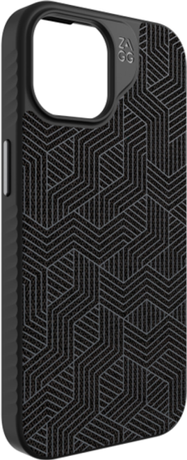 ZAGG - London Snap MagSafe Compatible Case with Stylish Fabric Exterior for Apple iPhone 15 - Black
