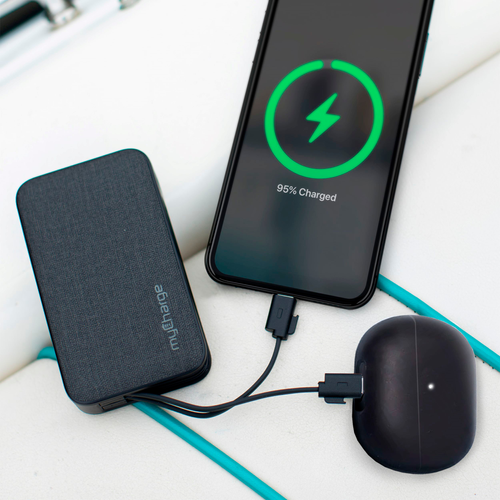 myCharge - POWERHUB PLUS 6,000mAh Everything Built-In Portable Charge for Most USB Enables Devices - Black
