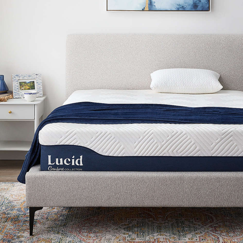 Lucid Comfort Collection - 12-inch Medium-Firm Hybrid Mattress - King - White
