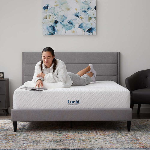 Lucid Comfort Collection - 12-inch Firm Gel Memory Foam Mattress - Full - White