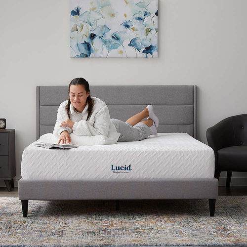 Lucid Comfort Collection - 12-inch Firm Gel Memory Foam Mattress - Twin - White