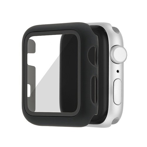 WITHit - Protective Glass Cover with Integrated Black Bumper for Apple Watch (44mm) - Clear