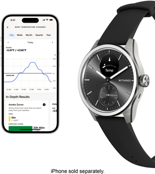 Withings - ScanWatch 2 - Heart Health Hybrid Smartwatch - 42mm - Black/Silver
