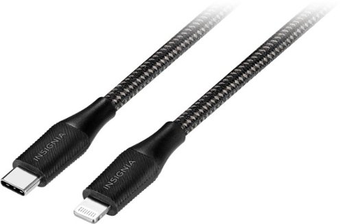 Insignia™ - 10’ USB-C to Lightning Charge-and-Sync Braided Cable - Black
