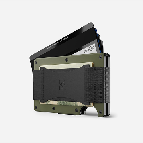 The Ridge Wallet - Aluminum: Cash Strap - Matte Olive