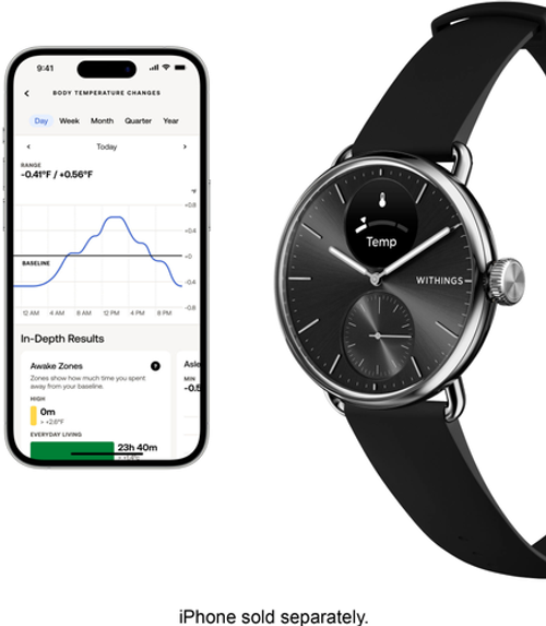 Withings - ScanWatch 2 - Heart Health Hybrid Smartwatch - 38mm - Black/Silver