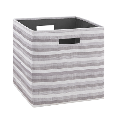 Linon Home Décor - Chabis Foldable Fabric Storage Bins, Set of Two - Gray Stripe