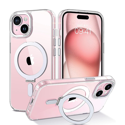 SaharaCase - Hybrid-Flex Kickstand Case with Magsafe for Apple iPhone 15 - Clear