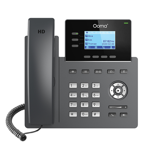 Ooma - 2603 3-Line IP Corded Phone - Black