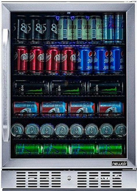 NewAir - 177-Can Factory Refurbished Built-In Beverage Cooler with Precision Temperature Controls and Adjustable Shelves - Stainless Steel