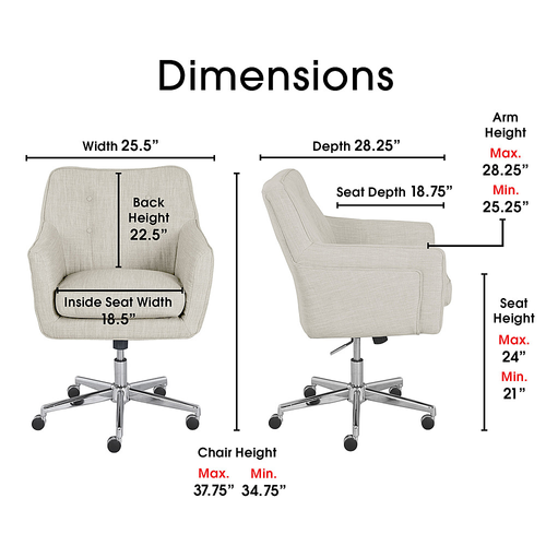 Serta - Ashland Memory Foam & Twill Fabric Home Office Chair - Ivory