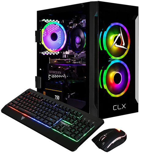 CLX - SET Gaming Desktop - AMD Ryzen 7 5700X - 16GB DDR4 3600 Memory - GeForce RTX 4060 - 2TB NVMe M.2 SSD - Black