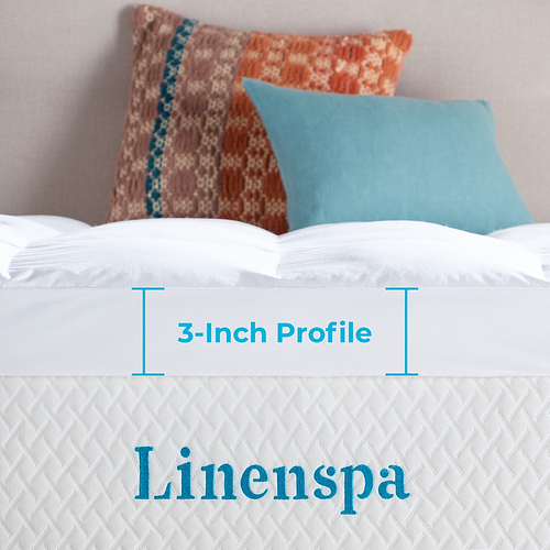 Linenspa Essentials - 3" Full Down Alternative Mattress Topper - White
