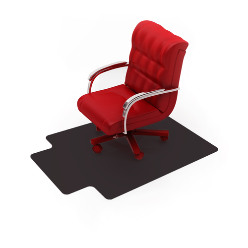 Floortex Premium Vinyl Lipped Chair Mat 48" x 60" for Carpet - Black