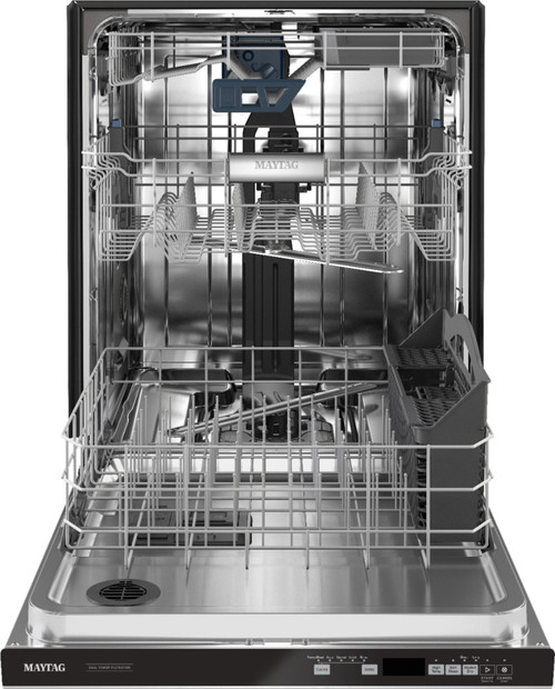 Maytag - Top Control Built-In Dishwasher with Stainless Steel Tub, Dual Power Filtration, 3rd Rack, 47dBA - Stainless steel