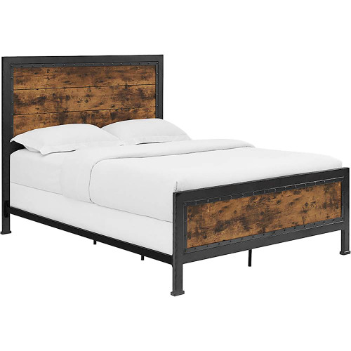 Walker Edison - Rustic Industrial Queen-Size Standard Bed - Reclaimed Wood